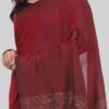 Buy Maroon Linen Saree with Blouse and Strip Online