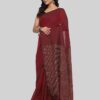 Buy Maroon Linen Saree with Blouse and Strip Online