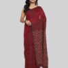 Buy Maroon Linen Saree with Blouse and Strip Online