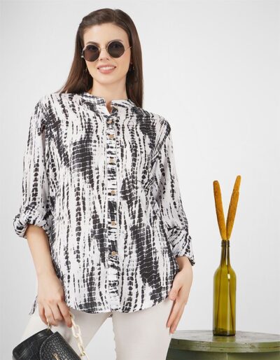 Buy Black and white shibori print shirt Online