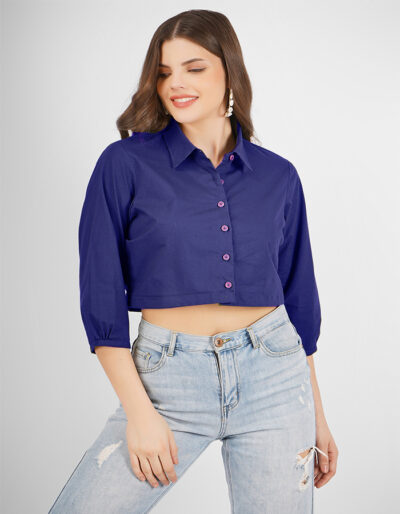 Buy Trendy Crop Top in Cotton with Buttons Online